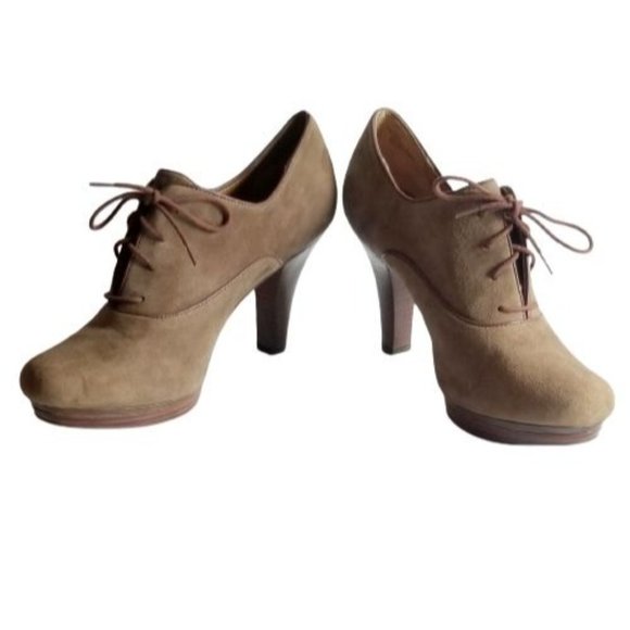 Sofft Mya Oxford Lace-Up Heels Ash Gray Suede 10M New - Picture 4 of 9
